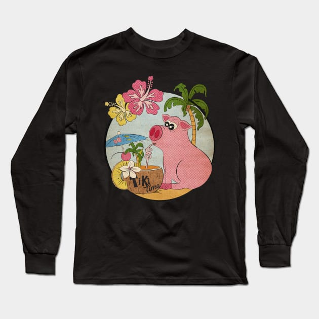 Tiki Time Oink Long Sleeve T-Shirt by ArtsofAll